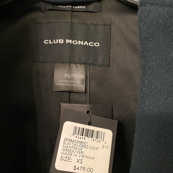 NWT Club Monaco Slim Tailored Coat Dark Green XS - Picture 7 of 16